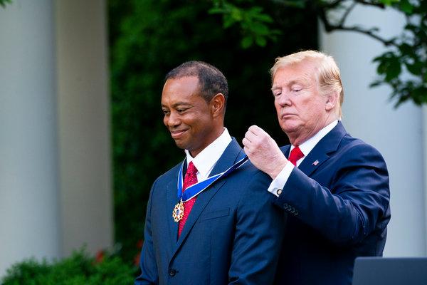 President Donald Trump Gives Presidential Medal of Freedom To Golfer Tiger Woods