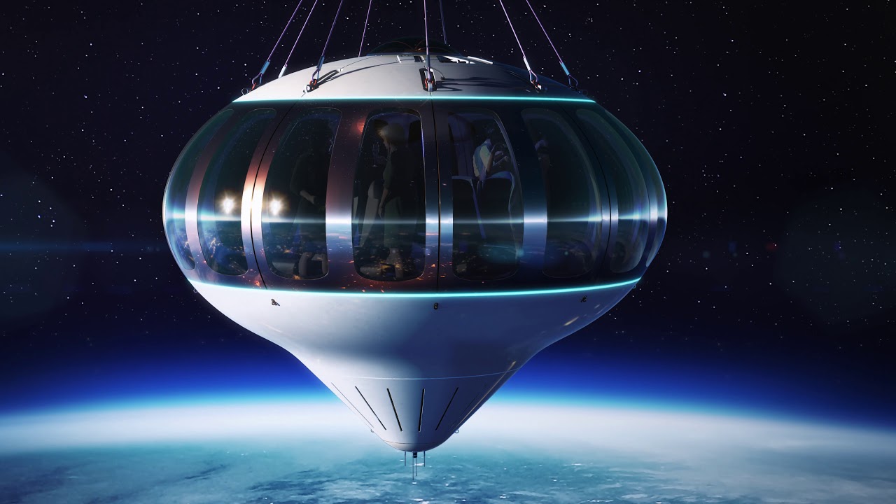 Spaceship Neptune uses a balloon to take tourists to distant shores