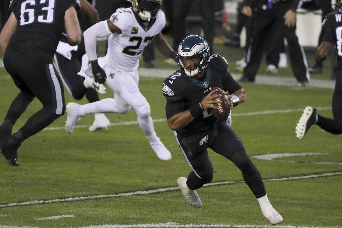 Rookie quarterback Jalen Hurts win first QB start as Philadelphia Eagles stun New Orleans Saints