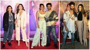 The family of Kartik Aaryan, Kriti Sanon, Varun Dhawan, and Mira Rajput attend the Shehzada screening