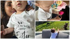 Malti plays with chocolate eggs while wearing a bespoke T-shirt, and Priyanka Chopra posts adorable family photos from Easter Sunday