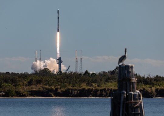 Northrop Grumman Cygnus spacecraft is launched by SpaceX en route to the Space Station