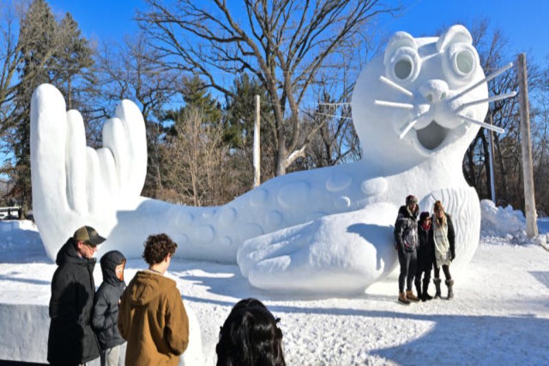 Returning with their largest snow sculpture to date are the Bartz Brothers
